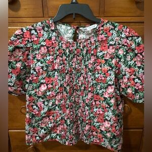 Zara Floral Print Short Sleeve Blouse